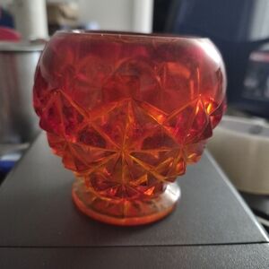 Vintage L.E. Smith Amberina Pressed Glass Bowl Containing Cadmium